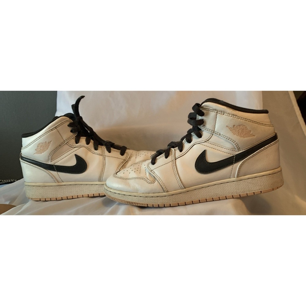 Nike Air Jordan 1 Mid White/black/Pink - Authentic, Youth 7, Excellent Condition - Picture 2 of 5